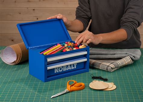 kobalt mini 10.83-in friction 2-drawer green steel tool box|kobalt mini tool box.